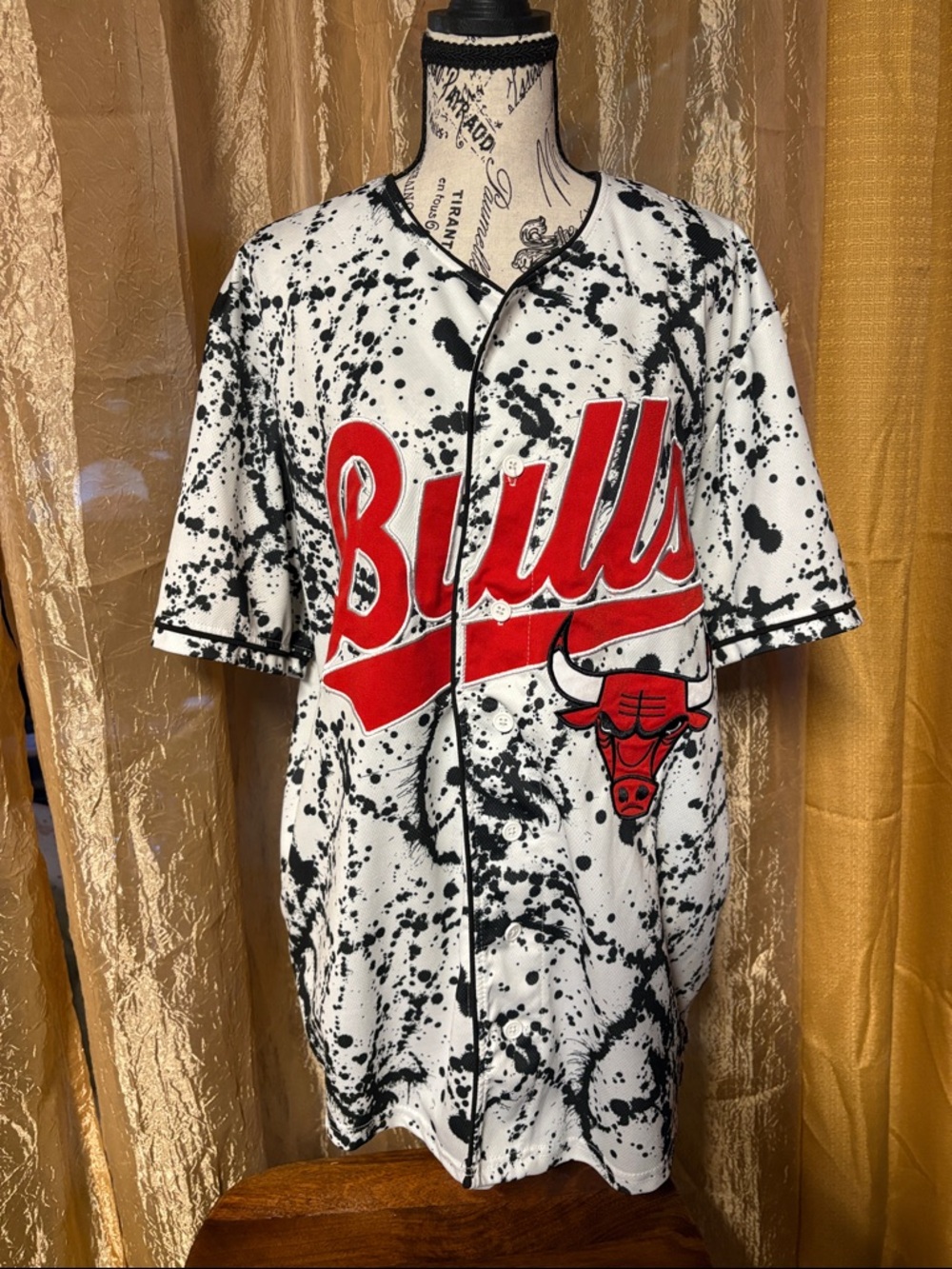NBA Black and White Splatter Shirt with Subtle Pink Accents